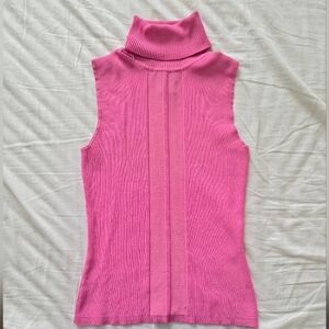 INC International Concepts Hot Pink Ribbed Sleeveless Turtleneck
